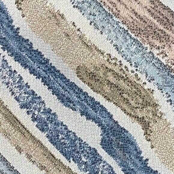 Vtg Arc de Triomphe Necktie Blue Neutral Abstract Stripe Woven 58 x 4 90s Suit - Picture 2 of 7